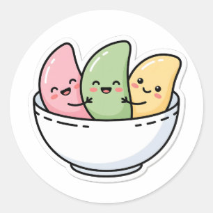 Sticker Rond Mignons gâteaux de riz Songpyeon coréens Kawaii Ch