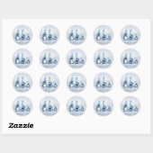 Sticker Rond Mignons gnomes bleus, flou bleu (Feuille)
