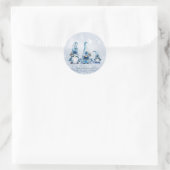 Sticker Rond Mignons gnomes bleus, flou bleu (Sac)