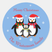 Sticker Rond Mignons moteurs noël texte modifiable bleu (Devant)