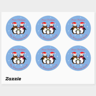 Sticker Rond Mignons moteurs noël texte modifiable bleu