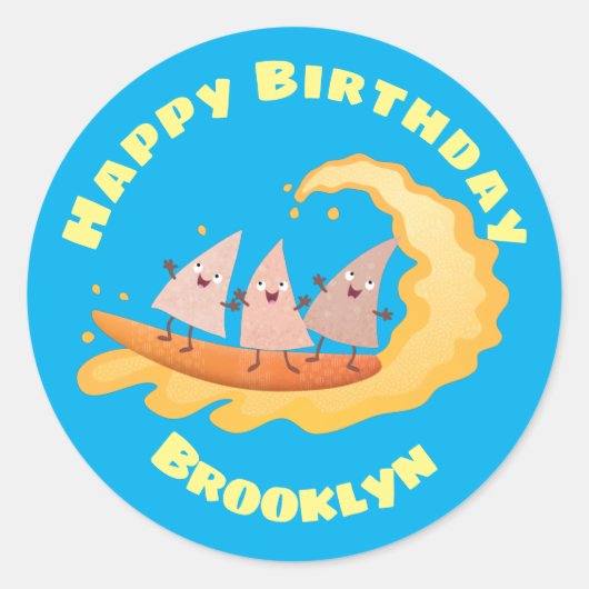 Sticker Rond Mignons nachos chips de maïs surfant classique de  (Devant)