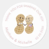 Sticker Rond Mignons noix sur l'autre Merci Mariage Favoriser (Devant)