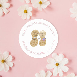 Sticker Rond Mignons noix sur l'autre Merci Mariage Favoriser
