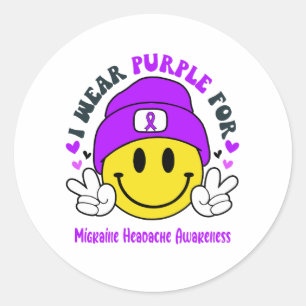 Sticker Rond Migraine Sensibilisation aux maux de tête Ribbon C