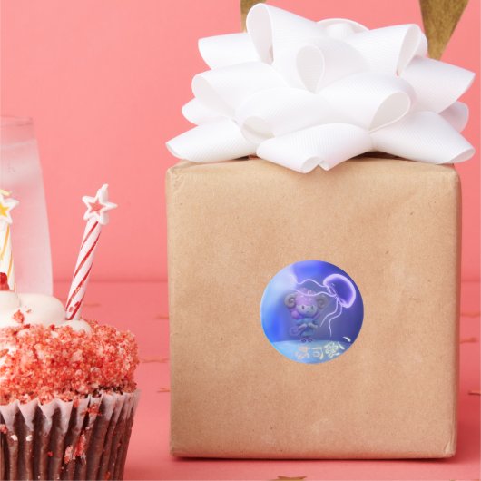 Sticker Rond Miipu in Bubble (Fête)