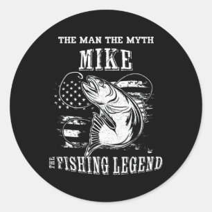 Sticker Rond Mike Man Mythe Nom Personnalisé Légende de Pêche