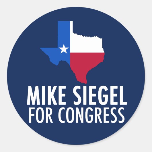 Sticker Rond Mike Siegel pour le Congrès au Texas (Devant)