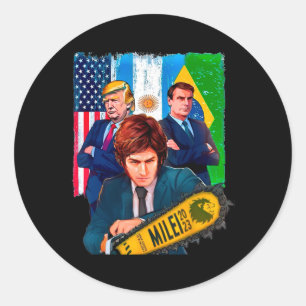 Sticker Rond Milei Presidente 2023 Donald Trump Jair Bolsonaro