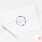 Sticker Rond MILENA Dusty Blue Floral Boy Baby shower (Enveloppe)