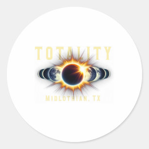 Sticker Rond Milieu Tx 2024 Total Éclipse Solaire 8 avr. Total