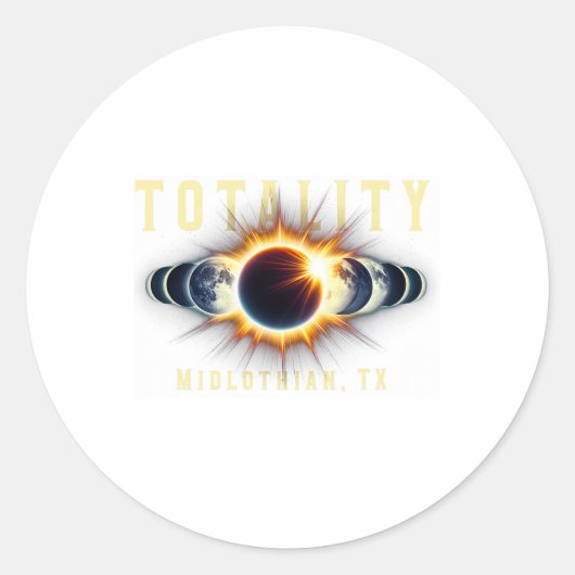 Sticker Rond Milieu Tx 2024 Total Éclipse Solaire 8 avr. Total (Devant)