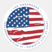 Sticker Rond Militaire américain Drapeau patriotique Adresse de (Devant)