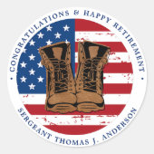 Sticker Rond Militaire L'Armée Américaine Drapeau Botte Parti d (Devant)