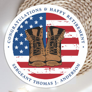 Sticker Rond Militaire L'Armée Américaine Drapeau Botte Parti d