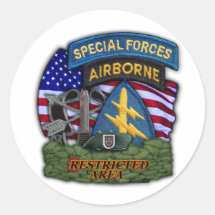 Sticker Rond Militaires 5FC Green Berets vétérans Stic