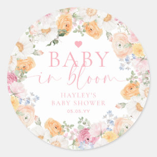 Sticker Rond Millie Floral Baby Dans Le Baby shower Bloom