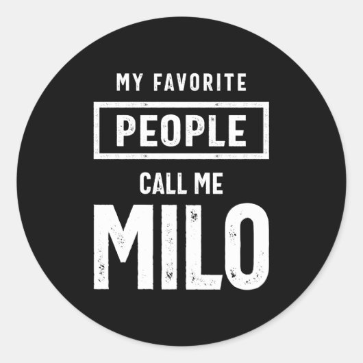 Sticker Rond Milo Nom personnalisé Anniversaire Cadeau (Devant)