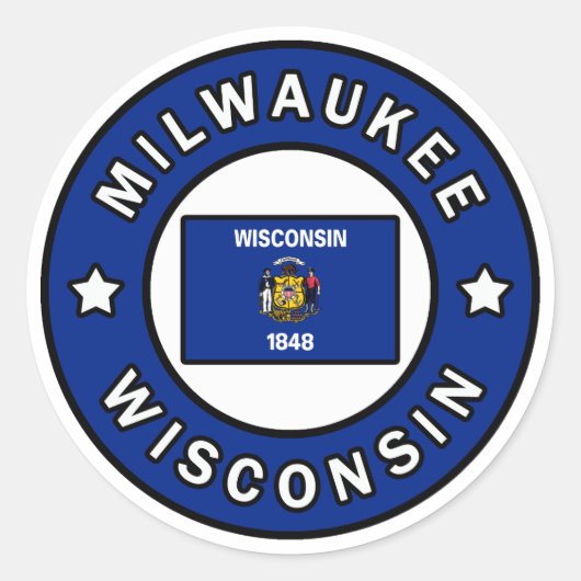 Sticker Rond Milwaukee Wisconsin (Devant)