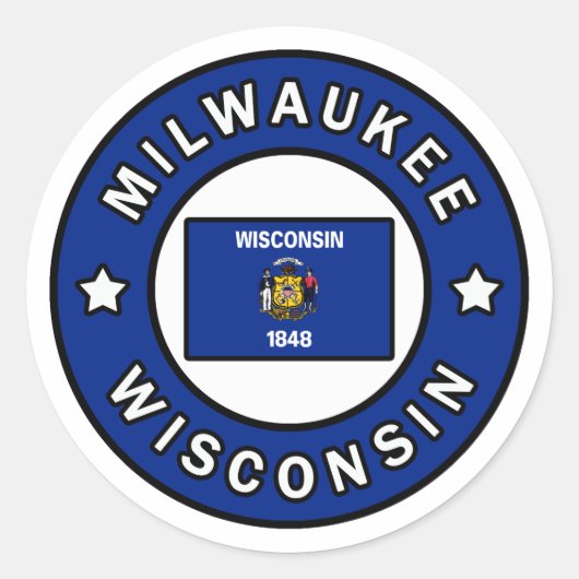 Sticker Rond Milwaukee Wisconsin (Devant)