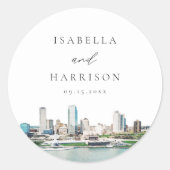 Sticker Rond MILWAUKEE Wisconsin Skyline Destination Voyage (Devant)