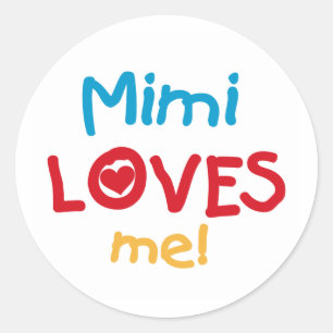 Sticker Rond Mimi aime mes t-shirts et cadeaux