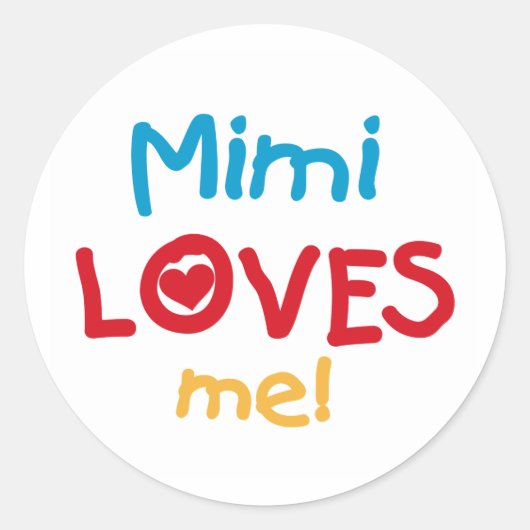 Sticker Rond Mimi aime mes t-shirts et cadeaux (Devant)