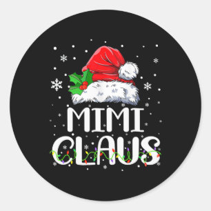 Sticker Rond Mimi Claus Pajama de Noël Famille Correspondant No