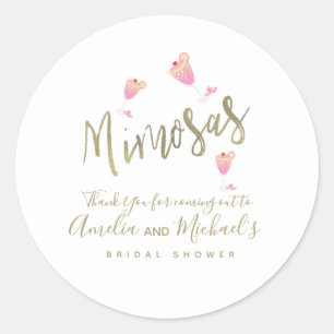 Sticker Rond Mimosa Fête des mariées rose Merci Confetti