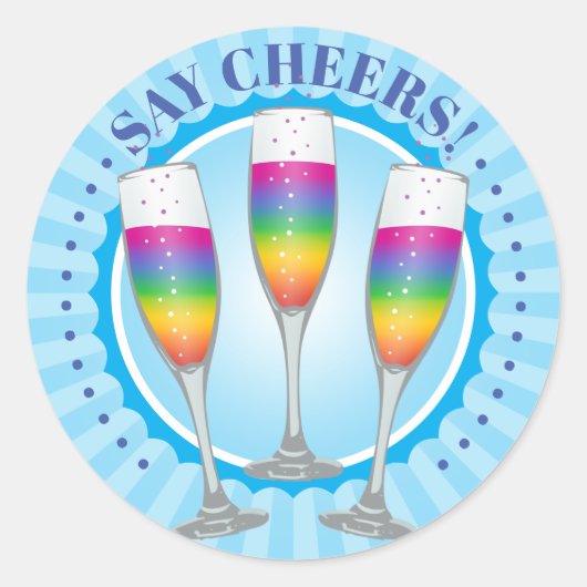 Sticker rond Mimosa Rainbow Champagne Glasses (Devant)