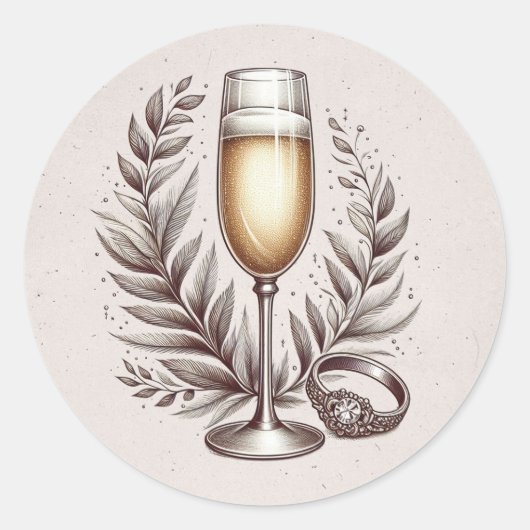 Sticker Rond Mimosas et mariage (Devant)