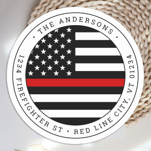 Sticker Rond Mince Red Line Firefighter Circle Adresse de retou