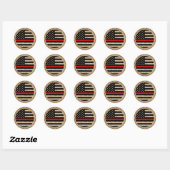 Sticker Rond Mince Red Line Rustic Drapeau Pompier Merci (Feuille)