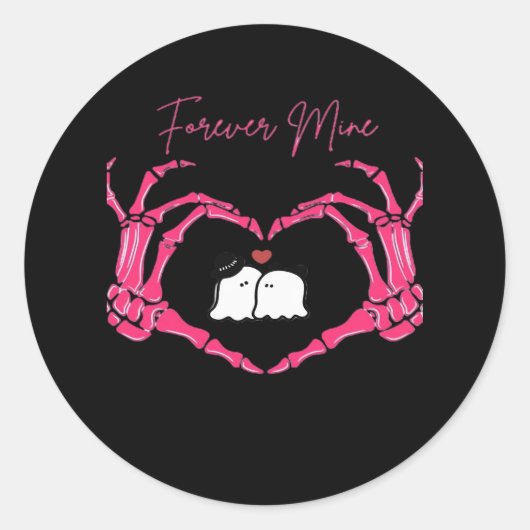 Sticker Rond Mine, Valentines Classic - Squelette Mains Entendr (Devant)