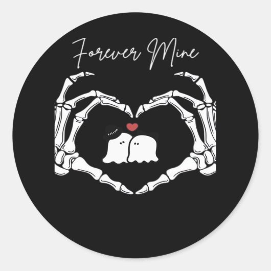 Sticker Rond Mine, Valentines Classic - Squelette Mains Entendr (Devant)