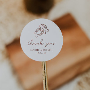 Sticker Rond Mini-fer à cheval Mariage Brown et blanc