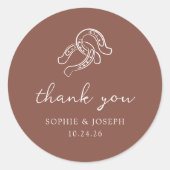 Sticker Rond Mini-fer à cheval | Mariage Brown rustique (Devant)