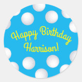 Sticker Rond Mini Golf Balls Anniversaire Fête Enfants Bleu (Devant)