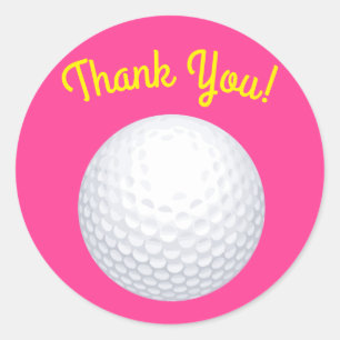 Sticker Rond Mini Golf Balls Anniversaire Fête Enfants Rose