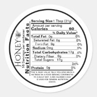 mini Honey Nutrition Facts Round Label Black Bee