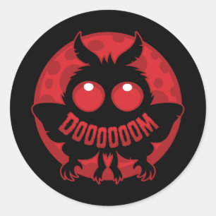 Sticker Rond Mini Mothman éclairé par la lune de DOOOOOOM