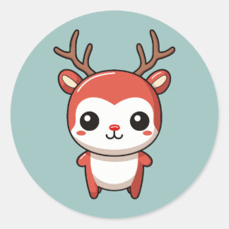 Sticker Rond Mini Noël mignon bébé Rudolph Reindeer