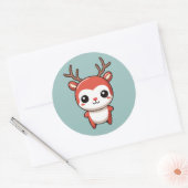 Sticker Rond Mini Noël mignon bébé Rudolph Reindeer (Enveloppe)