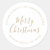 Sticker Rond Mini-or Joyeux Noël Adresse circulaire (Devant)