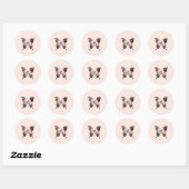 Sticker Rond Mini-Rose rose papillon Fleur numérique (Feuille)