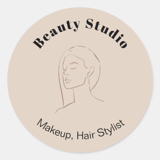 Sticker Rond Mini-visage logo cheveux beauté maquillage neutre (Devant)
