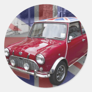 Sticker Rond Mini voiture classique britannique