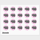 Sticker Rond Miniature Cochon Love (Feuille)