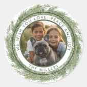 Sticker Rond Miniature de Noël photo moderne simple (Devant)