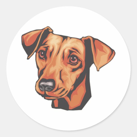 Sticker Rond Miniature de Pinscher (Devant)